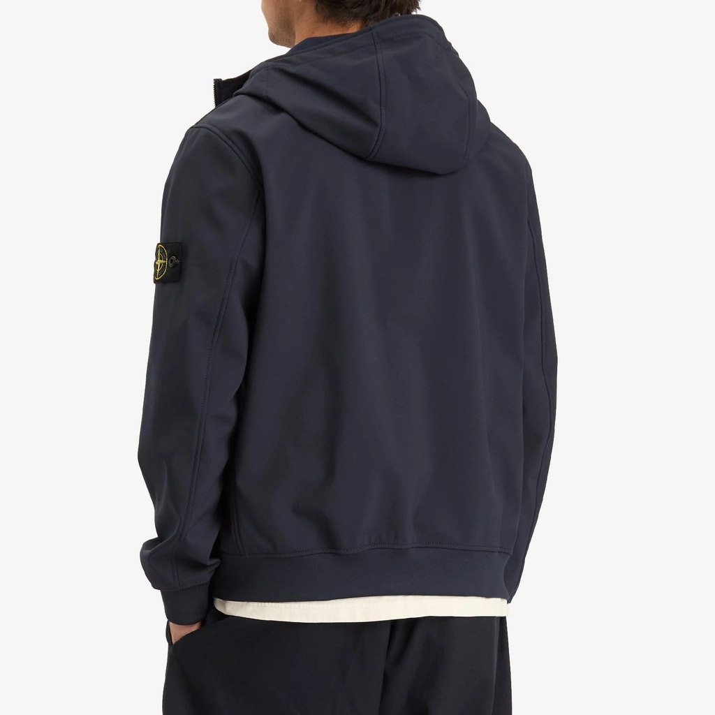 Stone Island Men's Soft Shell-R Hooded Jacket Navy Blue